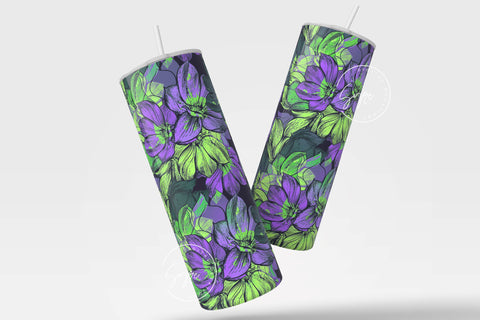 Flower Print Tumbler PNG, Seamless Floral Sublimation, 20 oz Skinny Tumbler, Boho Floral Tumbler, Earthy Tumbler Wrap PNG, Digital Download Sublimation Syre Digital Creations 