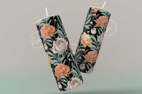 Flower Print Tumbler PNG, Seamless Floral Sublimation, 20 oz Skinny Tumbler, Boho Floral Tumbler, Earthy Tumbler Wrap PNG, Digital Download Sublimation Syre Digital Creations 