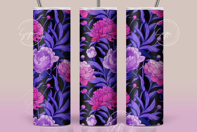 Flower Print Tumbler PNG, Seamless Floral Sublimation, 20 oz Skinny Tumbler, Boho Floral Tumbler, Earthy Tumbler Wrap PNG, Digital Download Sublimation Syre Digital Creations 
