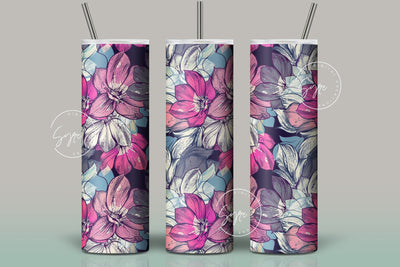 Flower Print Tumbler PNG, Seamless Floral Sublimation, 20 oz Skinny Tumbler, Boho Floral Tumbler, Earthy Tumbler Wrap PNG, Digital Download Sublimation Syre Digital Creations 