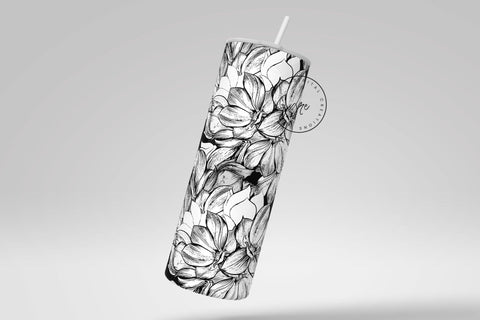 Flower Print Tumbler PNG, Seamless Floral Sublimation, 20 oz Skinny Tumbler, Boho Floral Tumbler, Earthy Tumbler Wrap PNG, Digital Download Sublimation Syre Digital Creations 