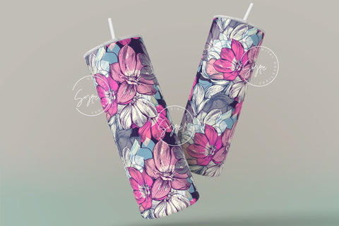 Flower Print Tumbler PNG, Seamless Floral Sublimation, 20 oz Skinny Tumbler, Boho Floral Tumbler, Earthy Tumbler Wrap PNG, Digital Download Sublimation Syre Digital Creations 