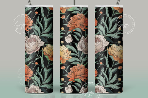 Flower Print Tumbler PNG, Seamless Floral Sublimation, 20 oz Skinny Tumbler, Boho Floral Tumbler, Earthy Tumbler Wrap PNG, Digital Download Sublimation Syre Digital Creations 