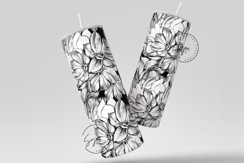 Flower Print Tumbler PNG, Seamless Floral Sublimation, 20 oz Skinny Tumbler, Boho Floral Tumbler, Earthy Tumbler Wrap PNG, Digital Download Sublimation Syre Digital Creations 