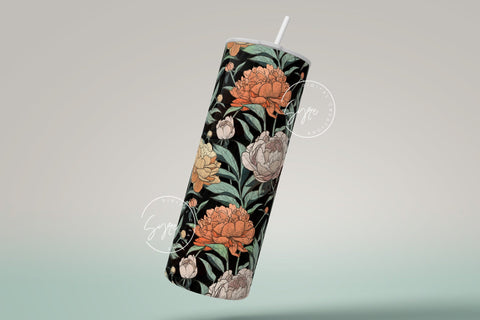 Flower Print Tumbler PNG, Seamless Floral Sublimation, 20 oz Skinny Tumbler, Boho Floral Tumbler, Earthy Tumbler Wrap PNG, Digital Download Sublimation Syre Digital Creations 