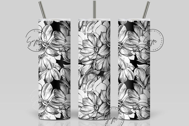 Flower Print Tumbler PNG, Seamless Floral Sublimation, 20 oz Skinny Tumbler, Boho Floral Tumbler, Earthy Tumbler Wrap PNG, Digital Download Sublimation Syre Digital Creations 