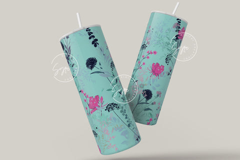 Flower Print Tumbler PNG, Seamless Floral Sublimation, 20 oz Skinny Tumbler, Wild Flower Tumbler, Earthy Tumbler Wrap PNG, Digital Download Sublimation Syre Digital Creations 