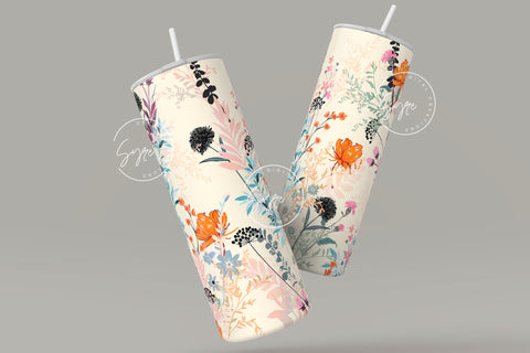 Flower Print Tumbler PNG, Seamless Floral Sublimation, 20 oz Skinny Tumbler, Wild Flower Tumbler, Earthy Tumbler Wrap PNG, Digital Download Sublimation Syre Digital Creations 
