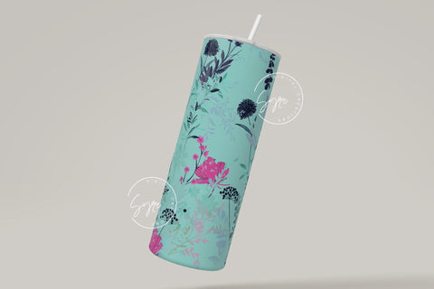 Flower Print Tumbler PNG, Seamless Floral Sublimation, 20 oz Skinny Tumbler, Wild Flower Tumbler, Earthy Tumbler Wrap PNG, Digital Download Sublimation Syre Digital Creations 