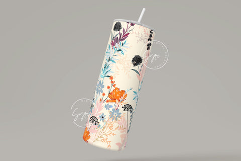 Flower Print Tumbler PNG, Seamless Floral Sublimation, 20 oz Skinny Tumbler, Wild Flower Tumbler, Earthy Tumbler Wrap PNG, Digital Download Sublimation Syre Digital Creations 