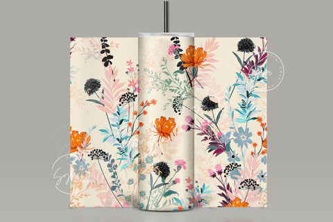 Flower Print Tumbler PNG, Seamless Floral Sublimation, 20 oz Skinny Tumbler, Wild Flower Tumbler, Earthy Tumbler Wrap PNG, Digital Download Sublimation Syre Digital Creations 