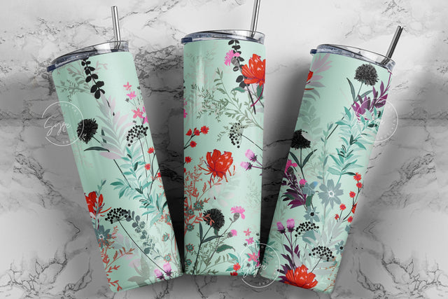 Flower Print Tumbler PNG, Seamless Floral Sublimation, 20 oz Skinny Tumbler, Wild Flower Tumbler, Earthy Tumbler Wrap PNG, Digital Download Sublimation Syre Digital Creations 