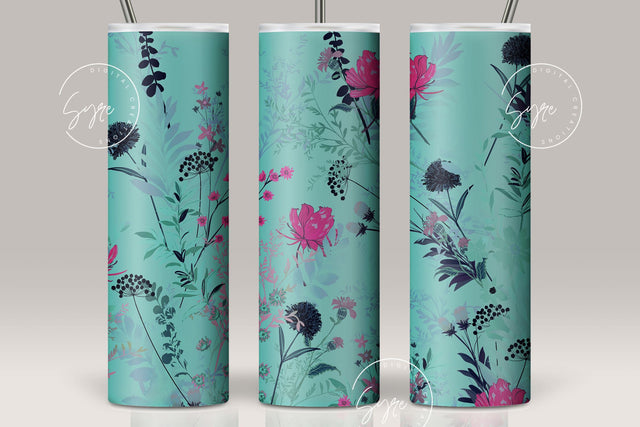 Flower Print Tumbler PNG, Seamless Floral Sublimation, 20 oz Skinny Tumbler, Wild Flower Tumbler, Earthy Tumbler Wrap PNG, Digital Download Sublimation Syre Digital Creations 