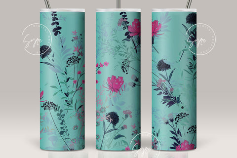 Flower Print Tumbler PNG, Seamless Floral Sublimation, 20 oz Skinny Tumbler, Wild Flower Tumbler, Earthy Tumbler Wrap PNG, Digital Download Sublimation Syre Digital Creations 