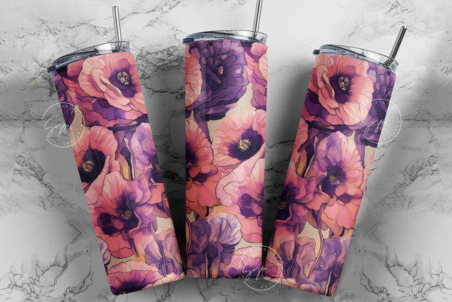 Flower Print Tumbler PNG, Seamless Floral Sublimation, 20 oz Skinny Tumbler, Wild Flower Tumbler, Watercolor Floral Tumbler, Digital File Sublimation Syre Digital Creations 