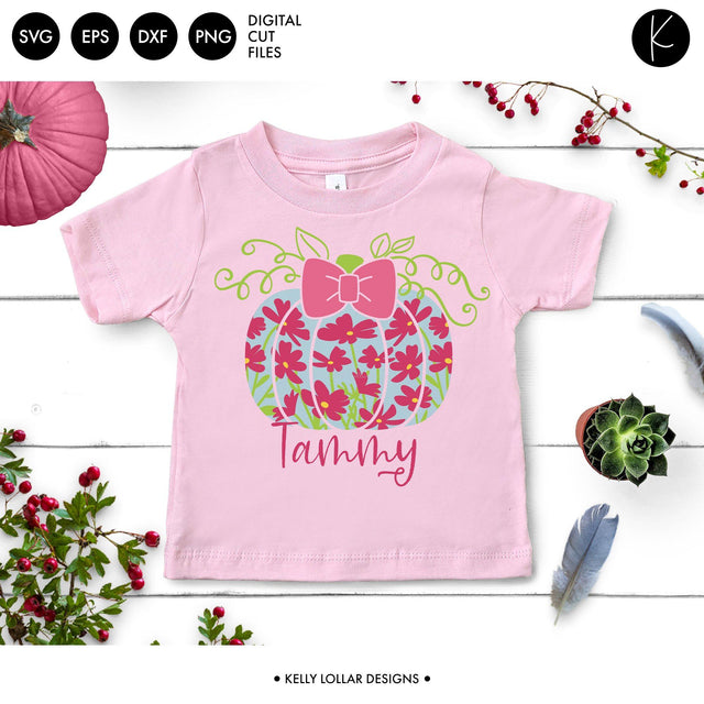 Flower Pumpkin with Bow SVG Kelly Lollar Designs 