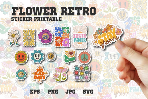 Flower Retro sticker printable SVG dadan_pm 