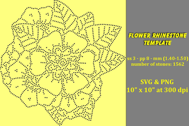 Flower Rhinestone Template SVG Ethnic Touch 