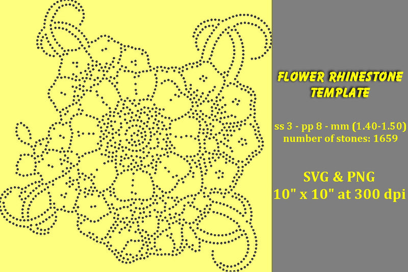 Flower Rhinestone Template SVG Ethnic Touch 