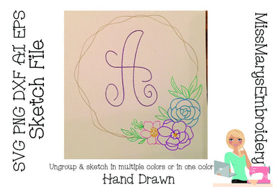 Flower Ring Sketch File | Foil Quill | Drawing File Sketch DESIGN MissMarysEmbroidery 