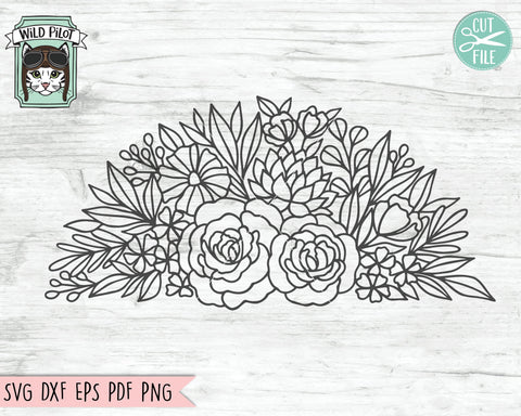 Flower Round Border SVG Cut File, Flower Border SVG, Flower SVG File, Floral SVG, Flower Cut File, Flower Monogram Frame SVG, Round Name Sign Cut File SVG Wild Pilot 