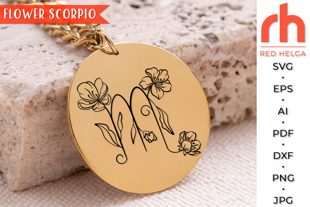 Flower Scorpio SVG - Floral Zodiac Cut File SVG RedHelgaArt 