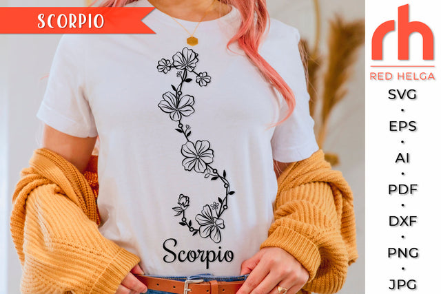 Flower Scorpio SVG - Floral Zodiac Cut File SVG RedHelgaArt 
