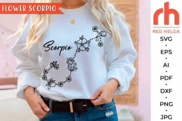 Flower Scorpio SVG - Floral Zodiac Cut File SVG RedHelgaArt 