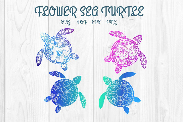 Flower Sea Turtle SVG DXF Cut Files Bundle SVG dadan_pm 