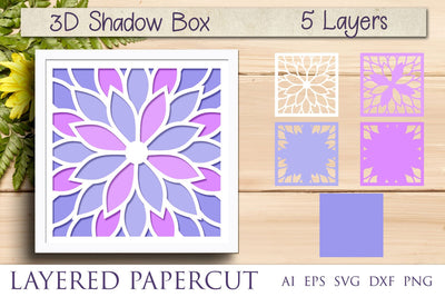 Flower shadow box svg, 3d layered papercut floral light box 3D Paper AnastasiyaArtDesign 