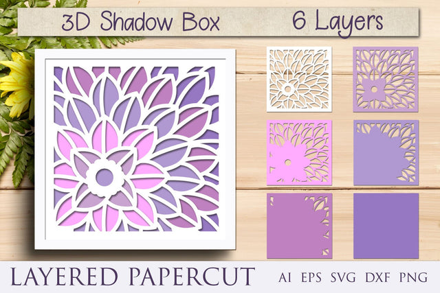Flower shadow box svg, Floral 3d layered paper cut wall decoration 3D Paper AnastasiyaArtDesign 