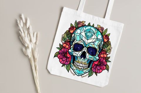 Flower Skull Stained Glass Sublimation Clipart Sublimation Regulrcrative 