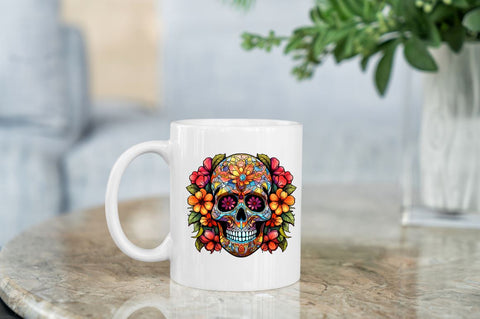 Flower Skull Stained Glass Sublimation Clipart Sublimation Regulrcrative 