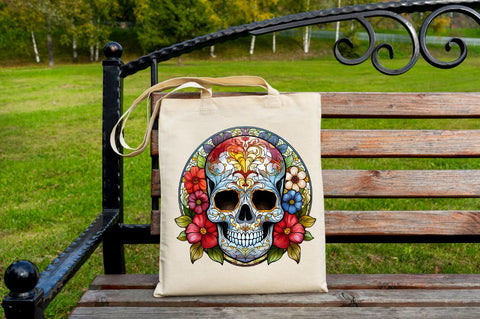 Flower Skull Stained Glass Sublimation Clipart Sublimation Regulrcrative 