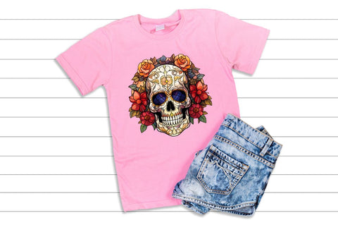 Flower Skull Stained Glass Sublimation Clipart Sublimation Regulrcrative 