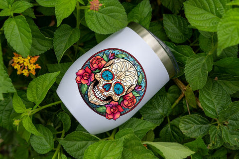 Flower Skull Stained Glass Sublimation Clipart Sublimation Regulrcrative 