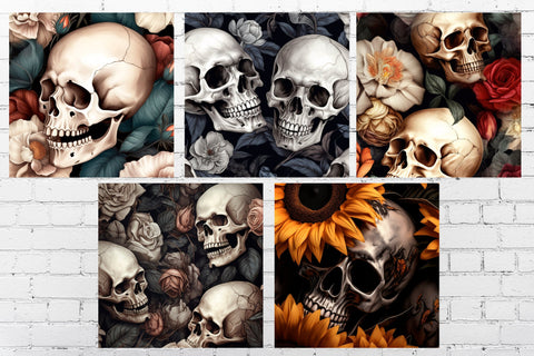 Flower skull sublimation, Square halloween coaster png design Sublimation AnastasiyaArtDesign 