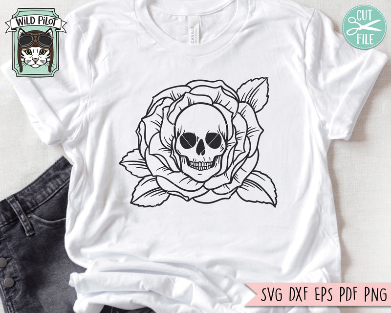 Flower Skull svg file, Rose Skull cut file, Floral Skull svg file ...