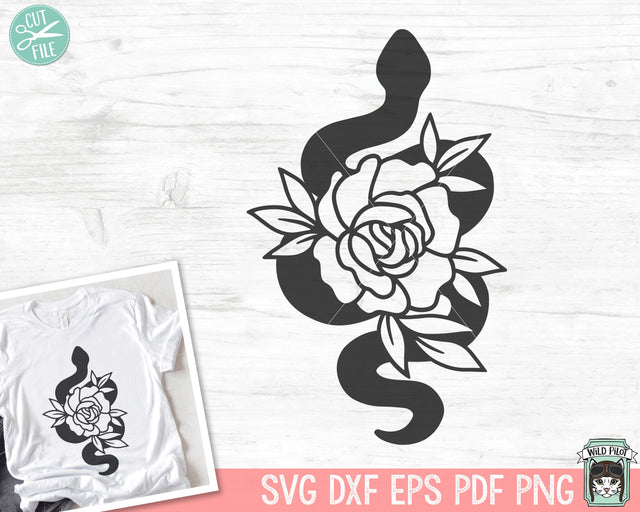 Flower Snake SVG file, Snake with Flowers SVG, Snake cut file, Animal Face, Floral Snake, Snake with Flowers on Head, tattoo svg file SVG Wild Pilot 