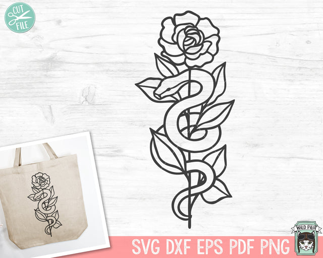 Flower Snake SVG file, Snake with Flowers SVG, Snake cut file, Animal Face, Floral Snake, Snake with Flowers on Head, tattoo svg file SVG Wild Pilot 