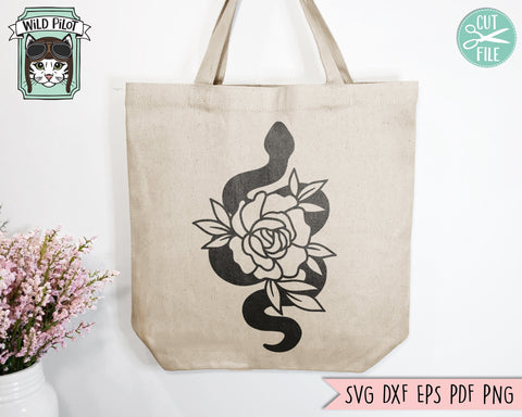 Flower Snake SVG file, Snake with Flowers SVG, Snake cut file, Animal Face, Floral Snake, Snake with Flowers on Head, tattoo svg file SVG Wild Pilot 