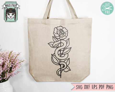 Flower Snake SVG file, Snake with Flowers SVG, Snake cut file, Animal Face, Floral Snake, Snake with Flowers on Head, tattoo svg file SVG Wild Pilot 