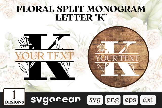 Flower Split Monogram Letter K SVG SVG SvgOcean 