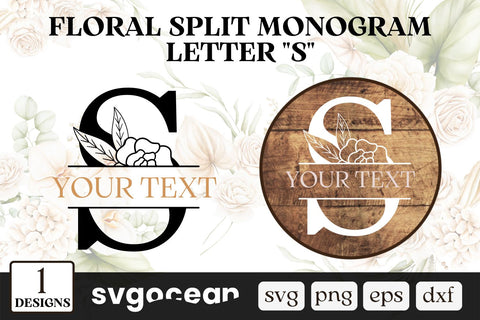 Flower Split Monogram Letter S SVG SVG SvgOcean 