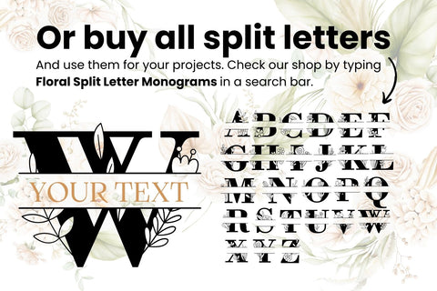 Flower Split Monogram Letter W SVG SVG SvgOcean 