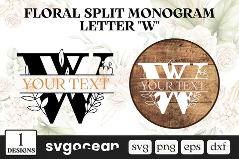 Flower Split Monogram Letter W SVG SVG SvgOcean 