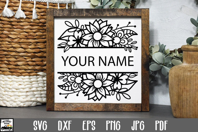 Flower Split Monogram SVG - Sunflower Border SVG - Sunflower Frame SVG SVG Old Market 