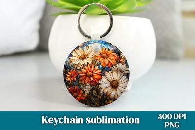 Flower stained glass keychain | Round keychain sublimation Sublimation Svetana Studio 