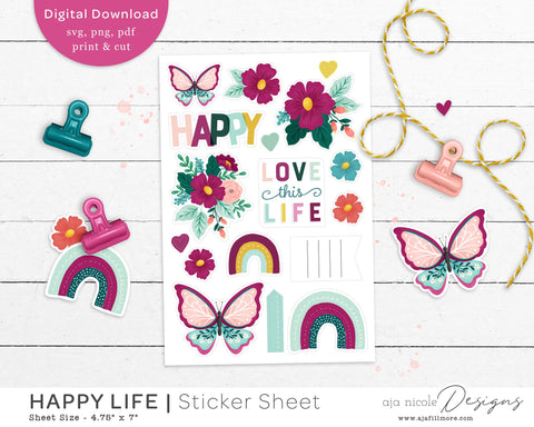 Flower Sticker Sheet SVG Aja Nicole Designs 