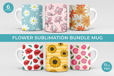 Flower sublimation mug design, Coffee mug bundle Sublimation KMarinaDesign 